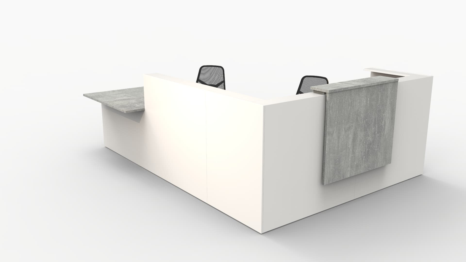 white reception desk